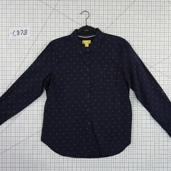 Maeve Anthropologie Top Women's Size 14 Navy Blue Embroidered Button Shirt - Picture 7 of 7